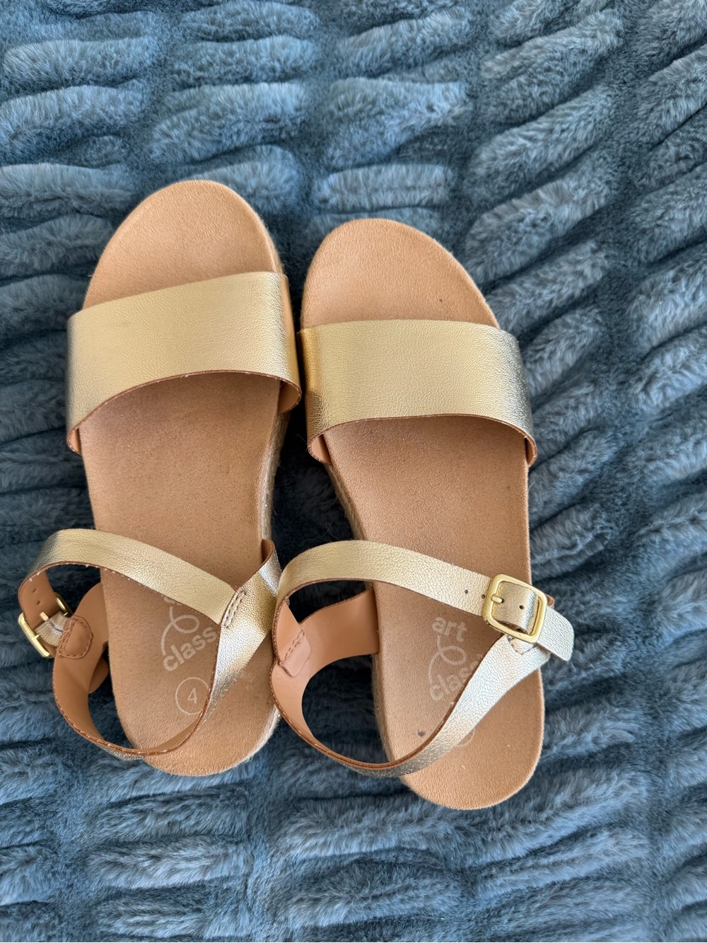 Cat & Jack Metallic Gold Girls' Slide Sandals with Ankle Strap